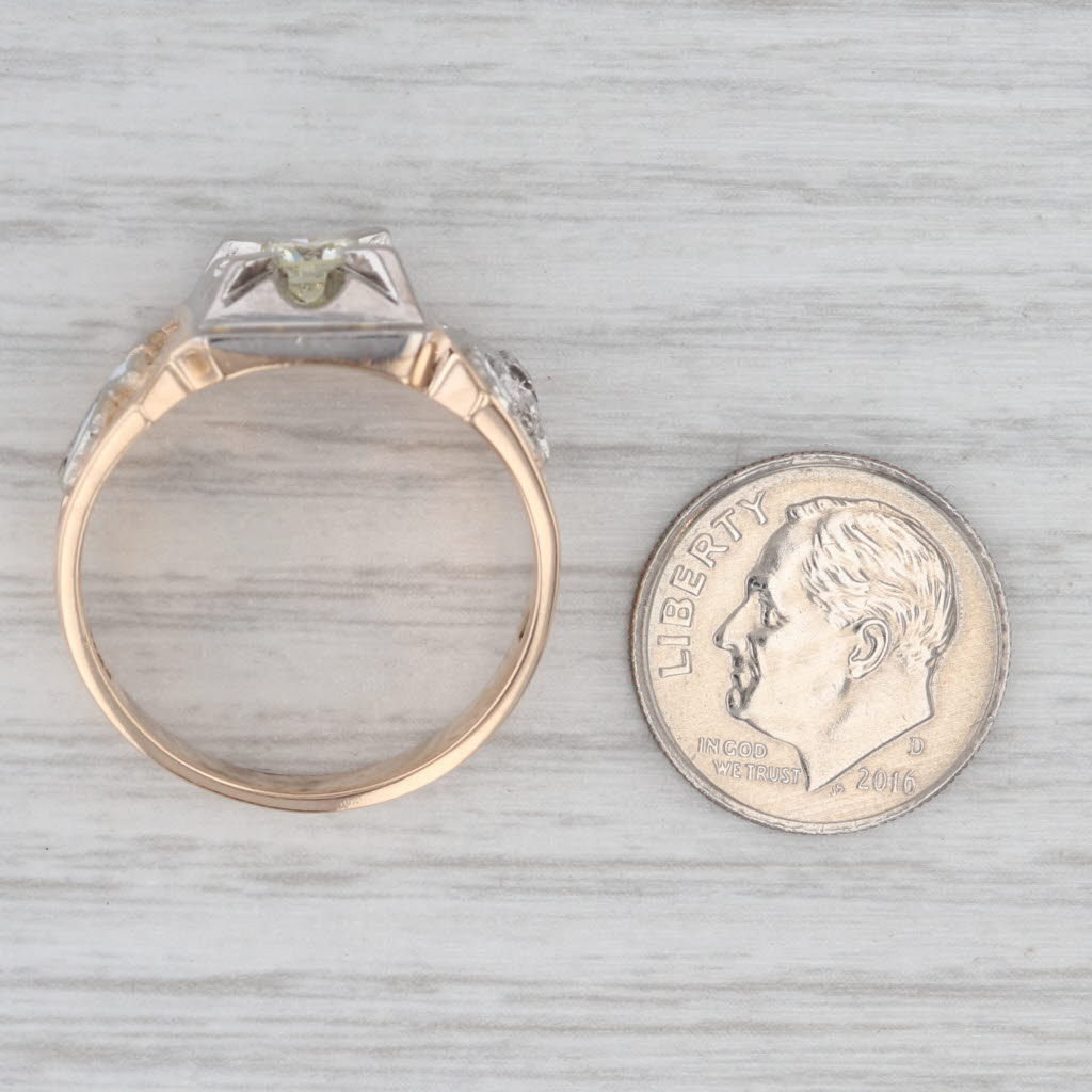 Gray New 0.53ct Diamond Masonic Ring 10k Gold Shriners Scottish Rite Size 10.5 GIA