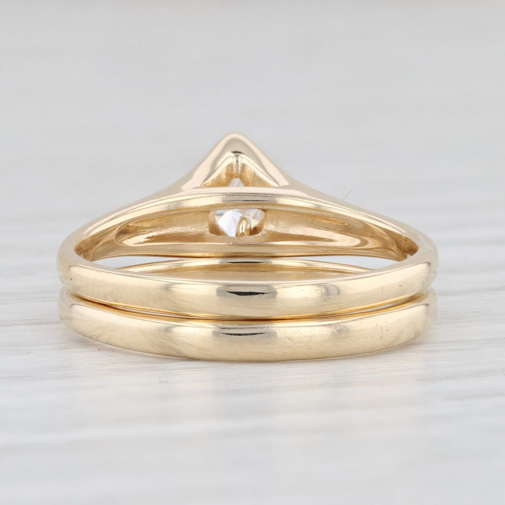 Light Gray 0.30ct Marquise Diamond Solitaire Engagement Ring Wedding Band Set 14k Gold