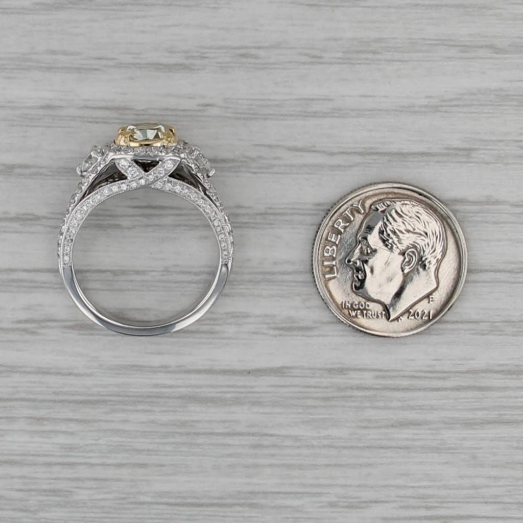 2.46ctw Cushion Diamond Halo Engagement Ring 18k White Gold Size 5.25 GIA