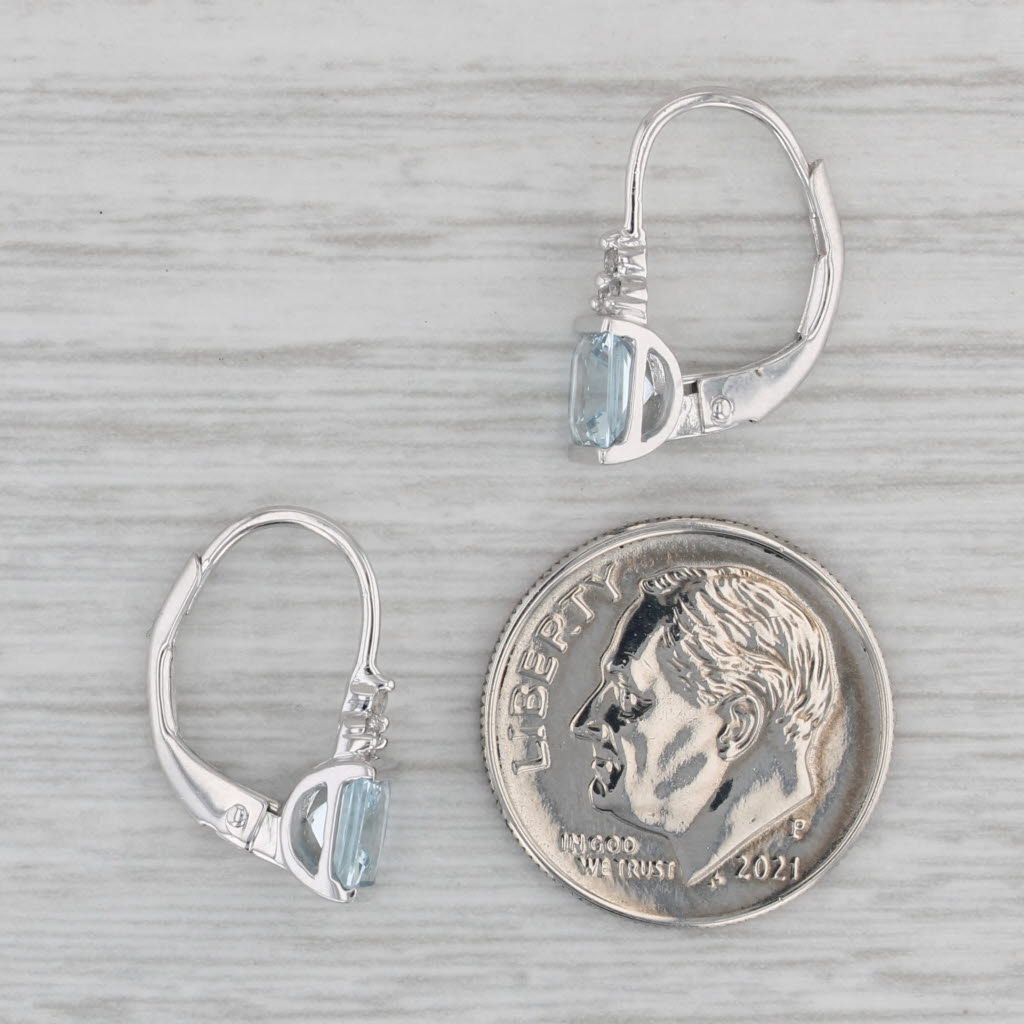 Gray 1.26ctw Aquamarine Diamond Drop Earrings 10k White Gold