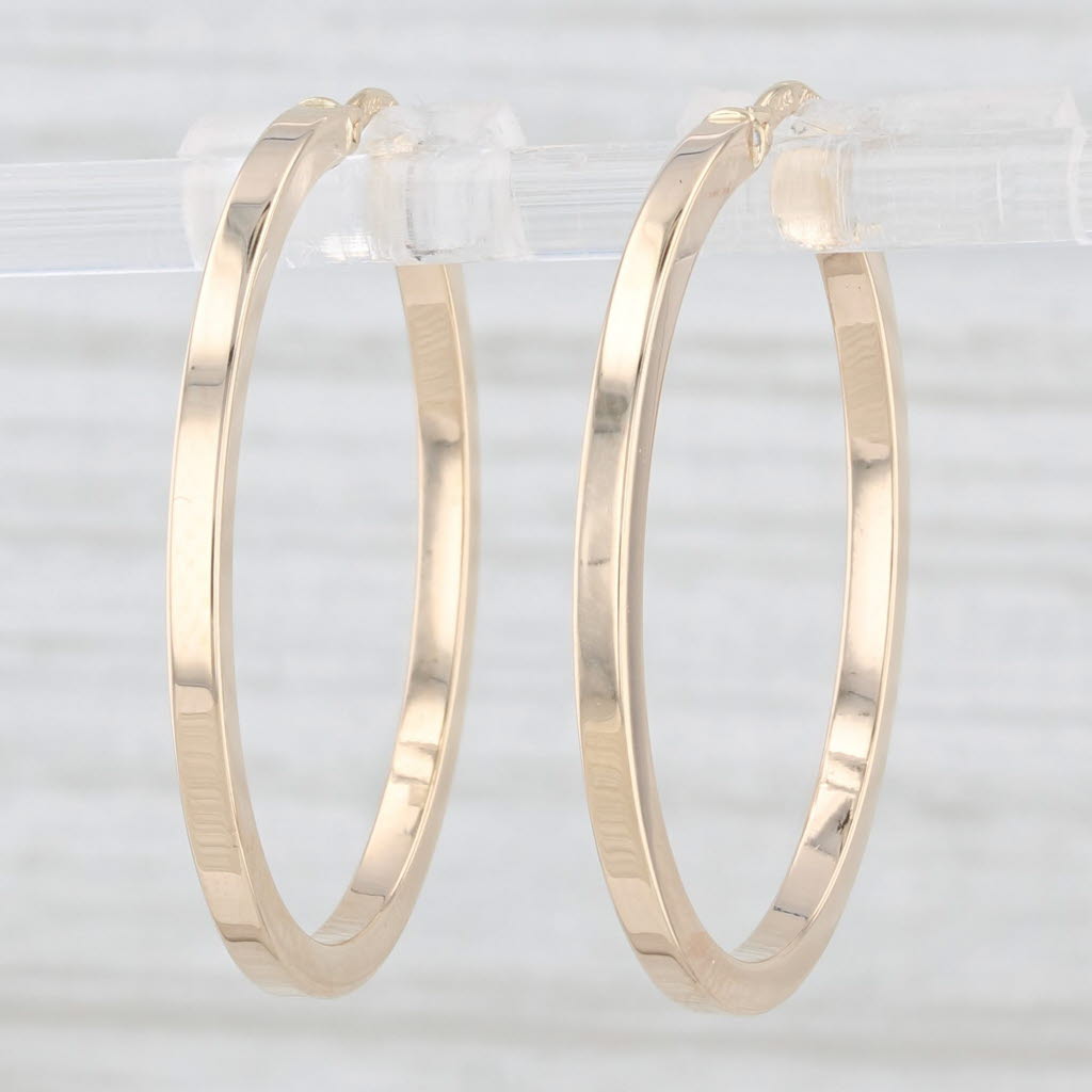 Light Gray New Round Hoop Earrings 14k Yellow Gold Snap Top Pierced Hoops