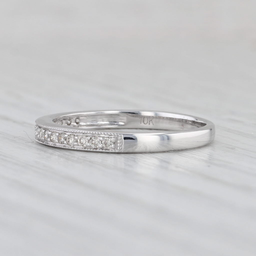 0.10ctw Diamond Wedding Band 10k White Gold Size 7 Stackable Ring