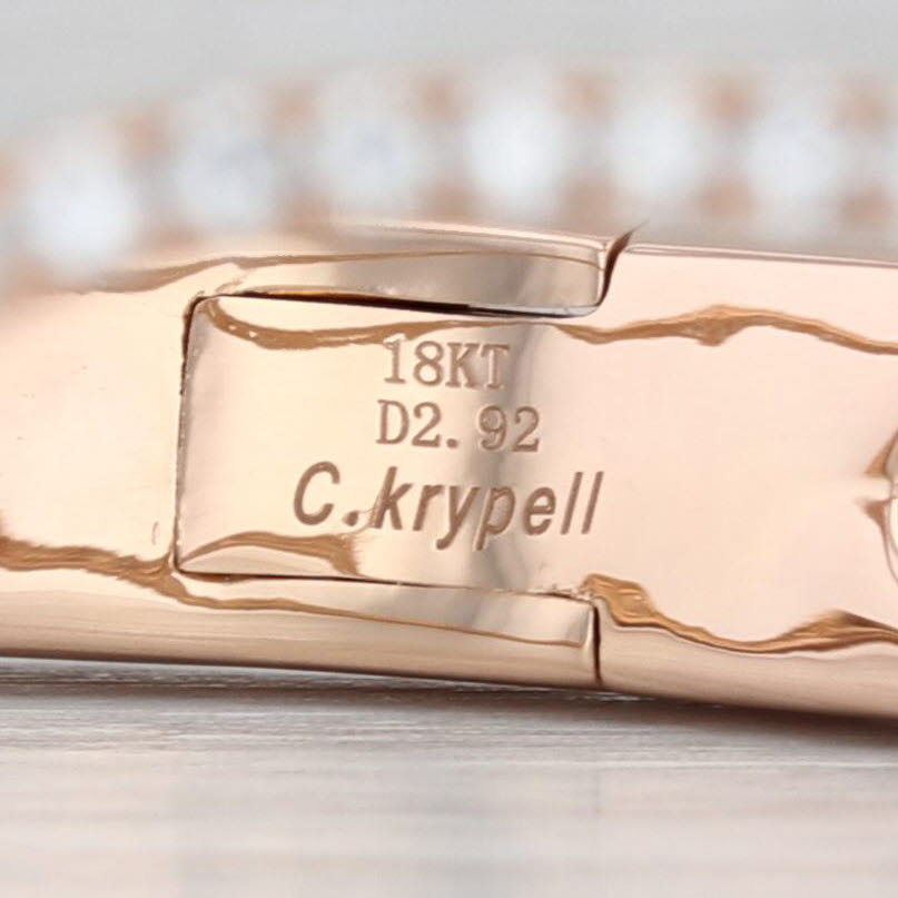 C Krypell 2.92ctw Diamond Double Leaf Hinged Cuff Bangle 18k Rose Gold 6.5"