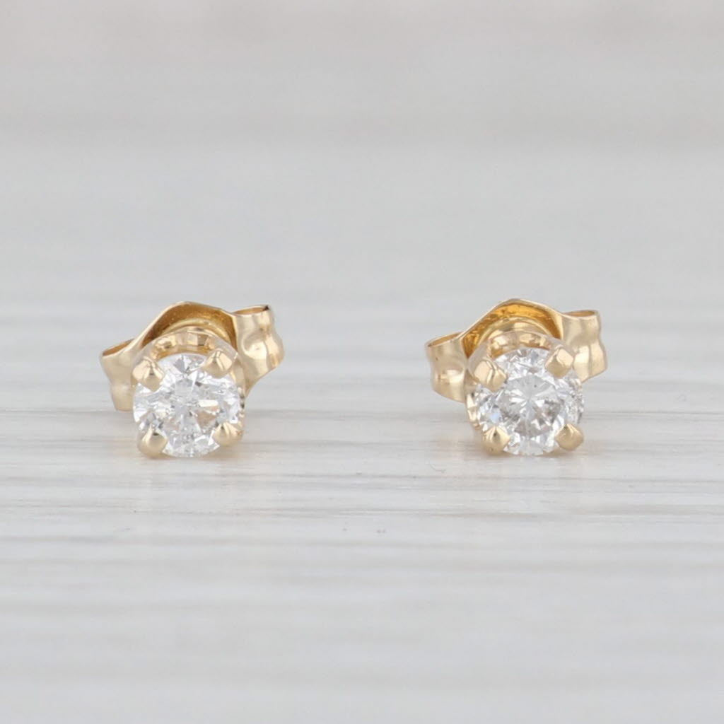 Light Gray 0.33ctw Diamond Stud Earrings 14k Yellow Gold Round Solitaire Studs