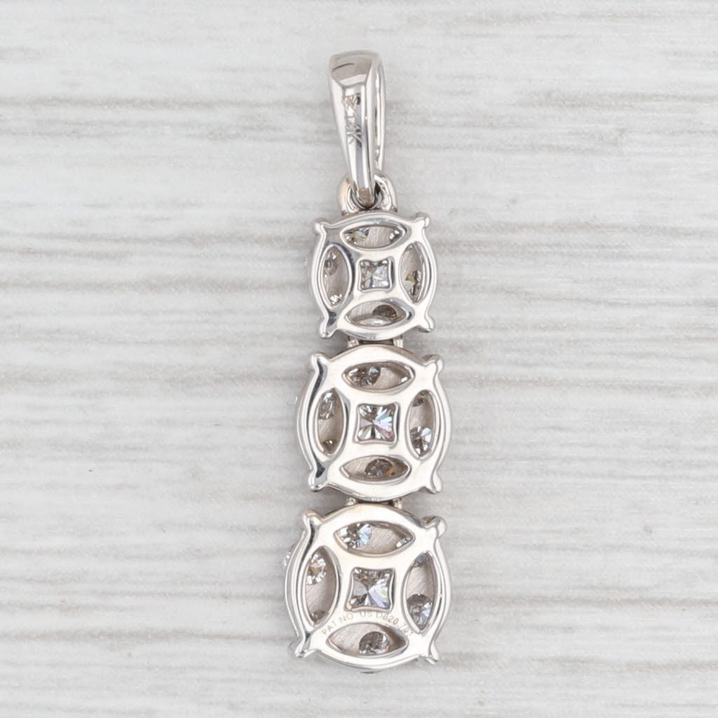 Light Gray 0.65ctw Graduated Diamond Clusters Journey Pendant 14k White Gold