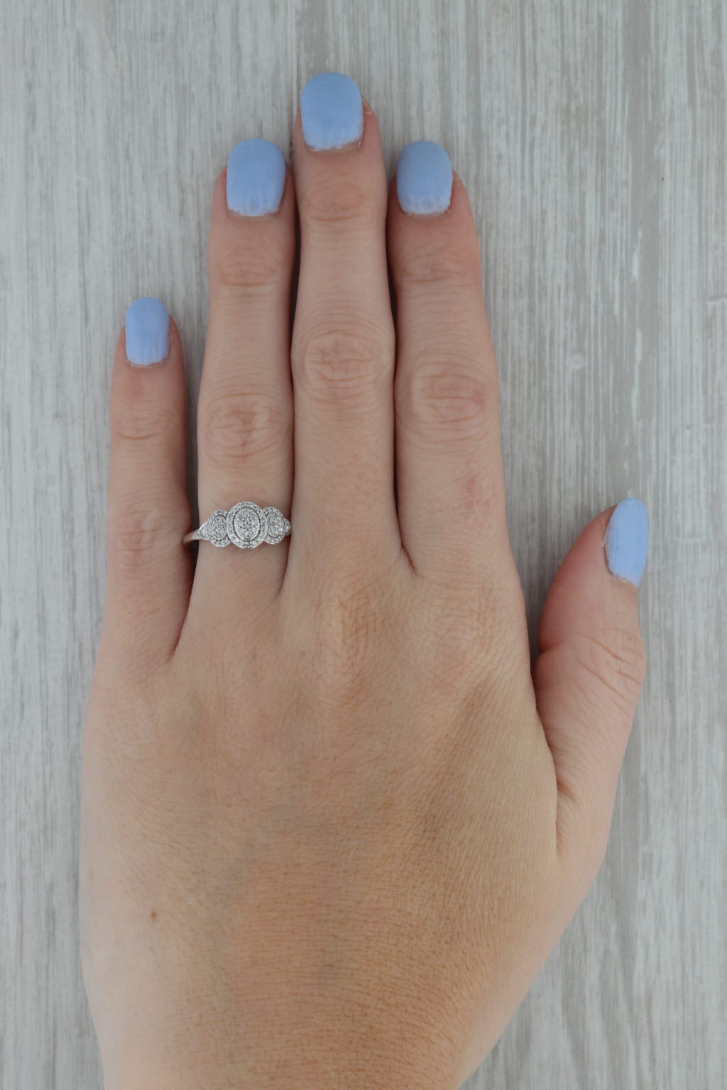 Rosy Brown 0.35ctw Diamond Cluster Halo Ring 10k White Gold Size 7.25 Engagement