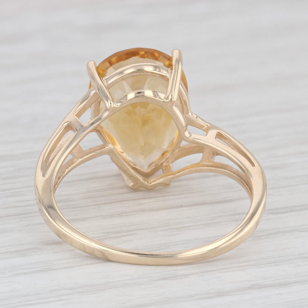 Light Gray 5.50ct Citrine Pear Solitaire Ring 10k Yellow Gold Size 9.25