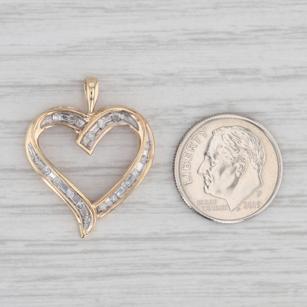 Light Gray 0.12ctw Diamond Heart Pendant 10k Yellow Gold