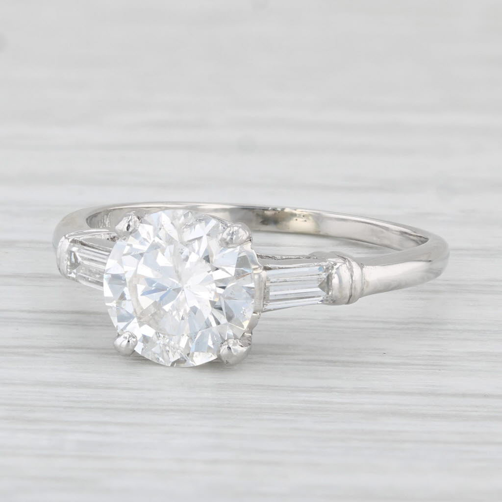Light Gray Vintage 2.20ctw Round Diamond Engagement Ring Platinum Size 7.75