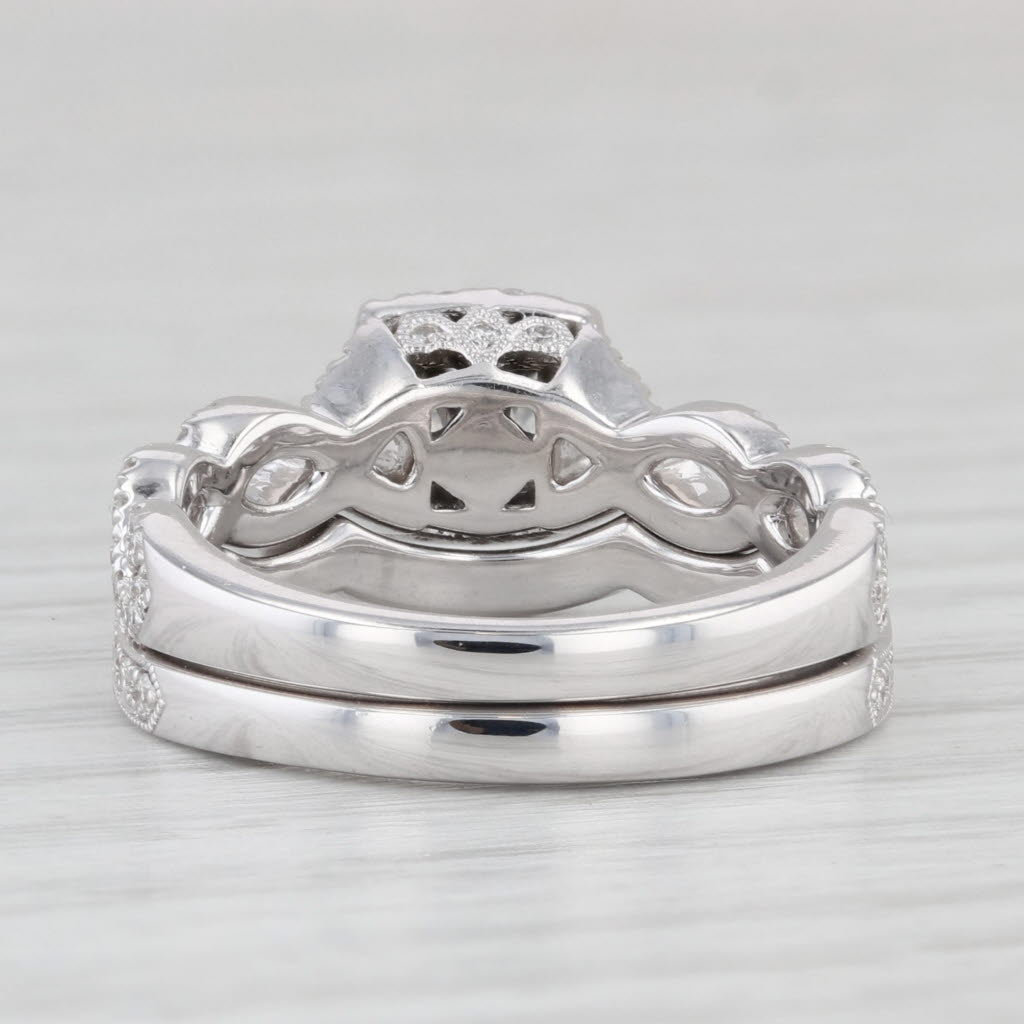 Light Gray Neil Lane 1.16ctw Diamond Halo Engagement Ring Wedding Band 14k White Gold