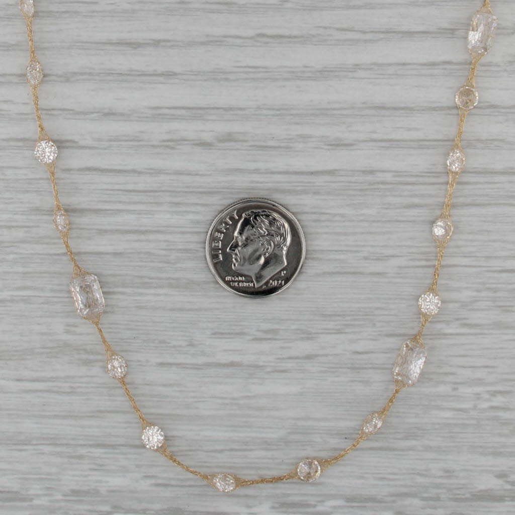 8.54ctw Cubic Zirconia Station Mesh Chain Necklace 14k Yellow Gold 17.75"