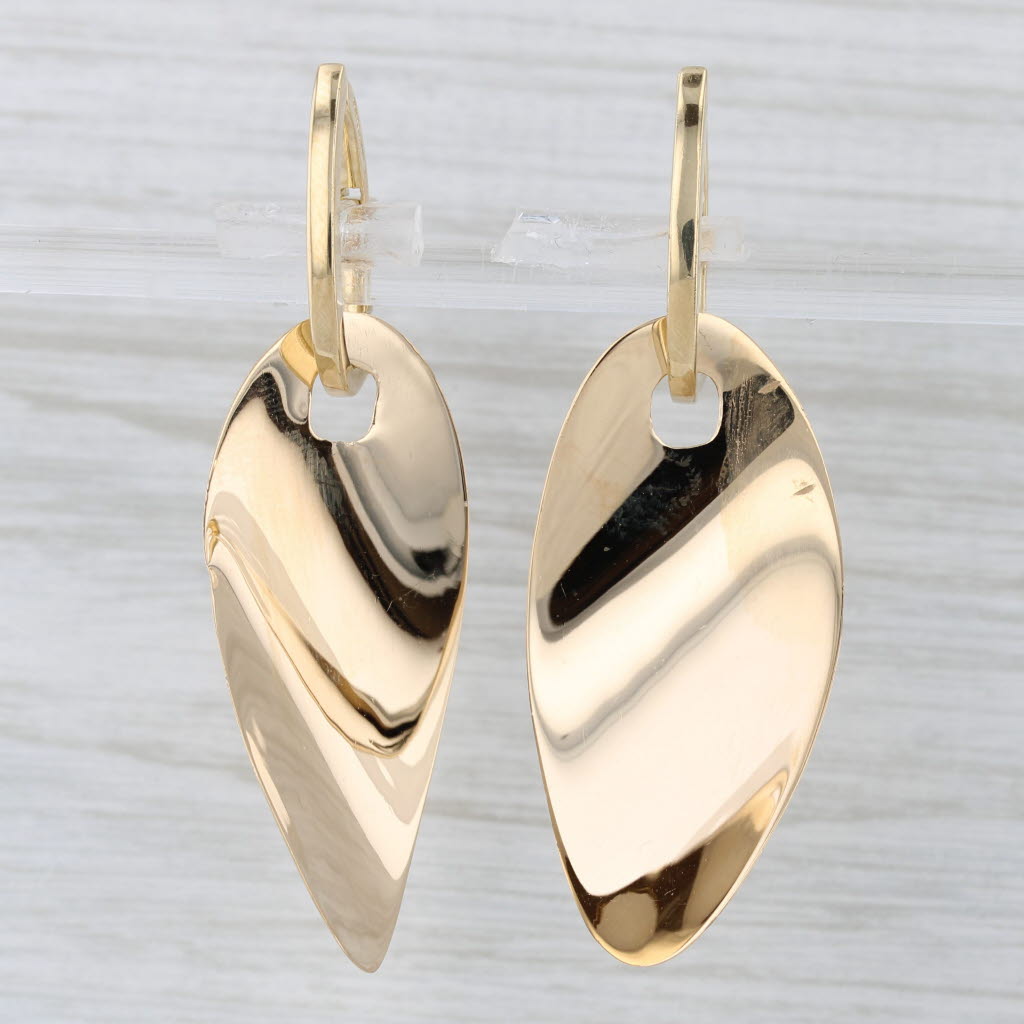 Light Gray Mattioli Convertible Dangle Hoop Earrings 18k Yellow Gold Snap Top