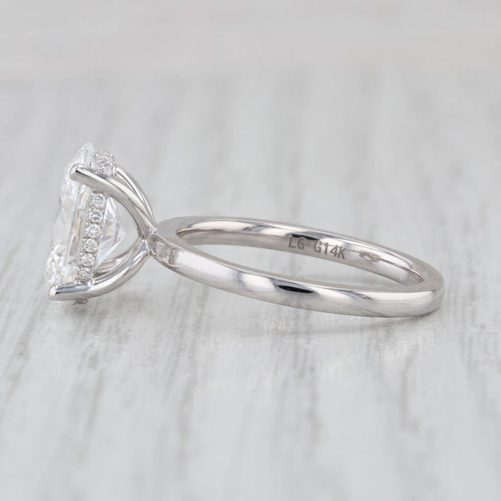 New IGI 3.14ctw Round Lab Grown Diamond Engagement Ring 14k White Gold Size 6.5