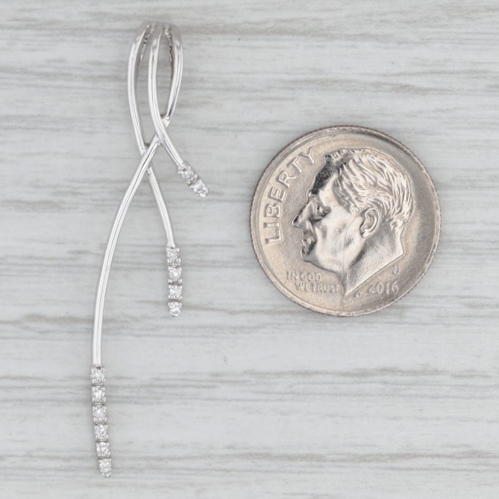 Gray Diamond Fringe Pendant 10k White Gold Drop