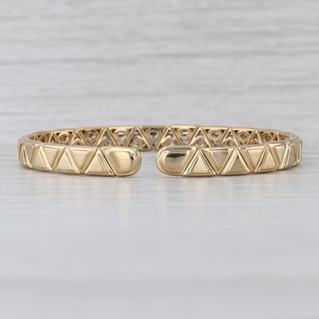 Marina B Triangolini Bangle Cuff Bracelet 18k Gold Beveled Pattern Flexible