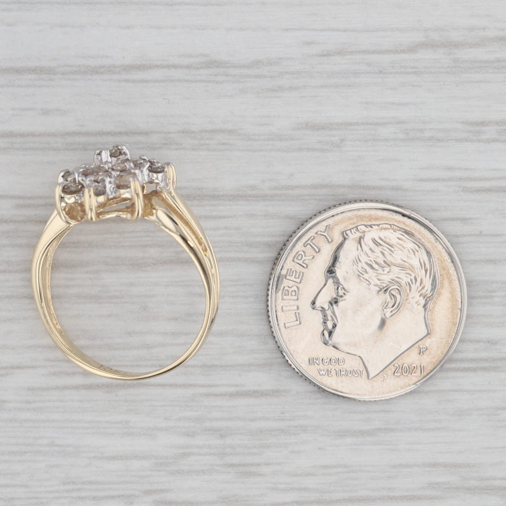 Gray 0.45ctw Diamond Cluster Ring 10k Yellow Gold Size 3.75 Engagement