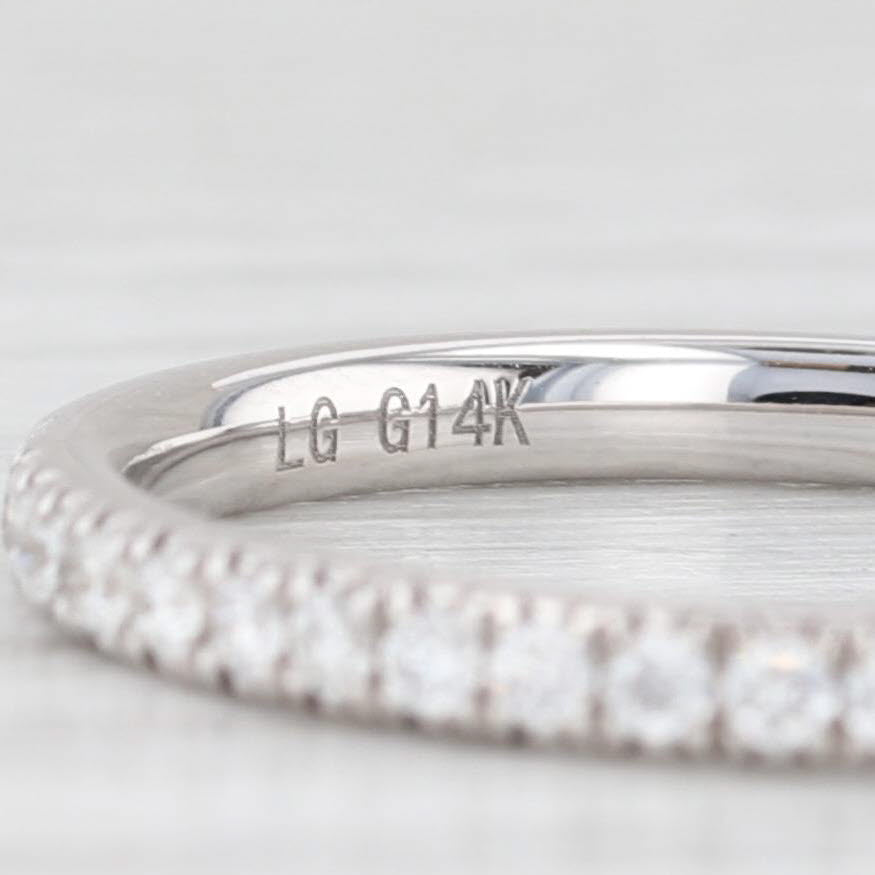 New 0.22ctw Lab Grown Diamond Wedding Band 14k White Gold S 6.5 Stackable Ring