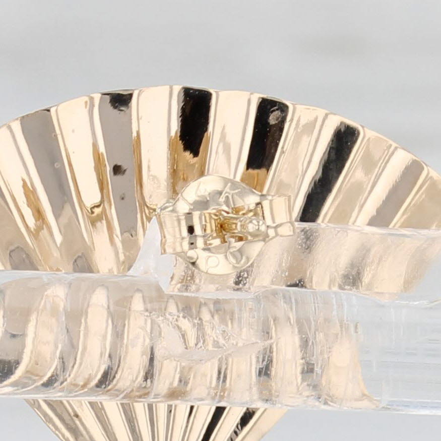 Light Gray Beveled Fan Stud Earrings 14k Yellow Gold