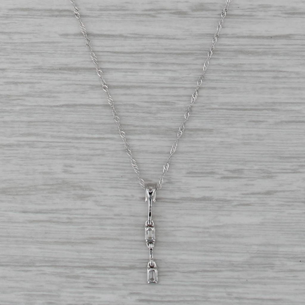 New Diamond Journey Pendant Necklace 18k White Gold 17.75" Singapore Chain