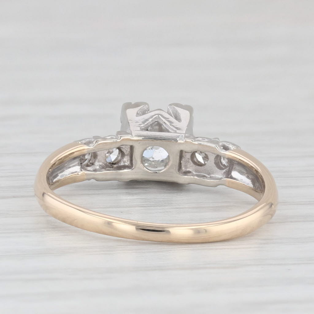 Light Gray Vintage 0.46ctw Diamond Engagement Ring 14k White Yellow Gold Size 7