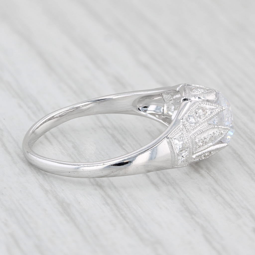 Light Gray New Beverley K Round Semi Mount Engagement Ring 18k White Gold Diamond Size 6.5