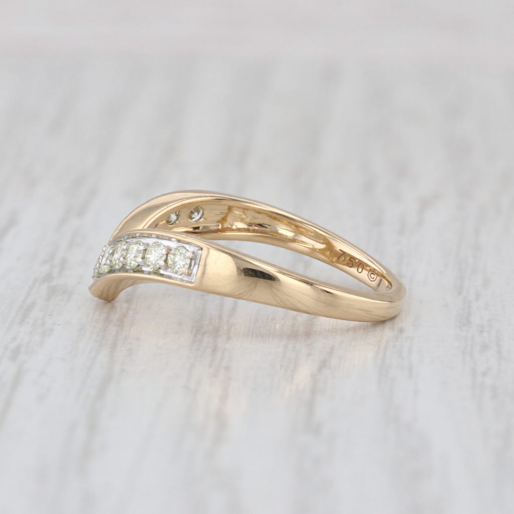 0.28ctw Diamond Contoured Wedding Band Guard Stackable Ring 18k Yellow Gold Sz 7