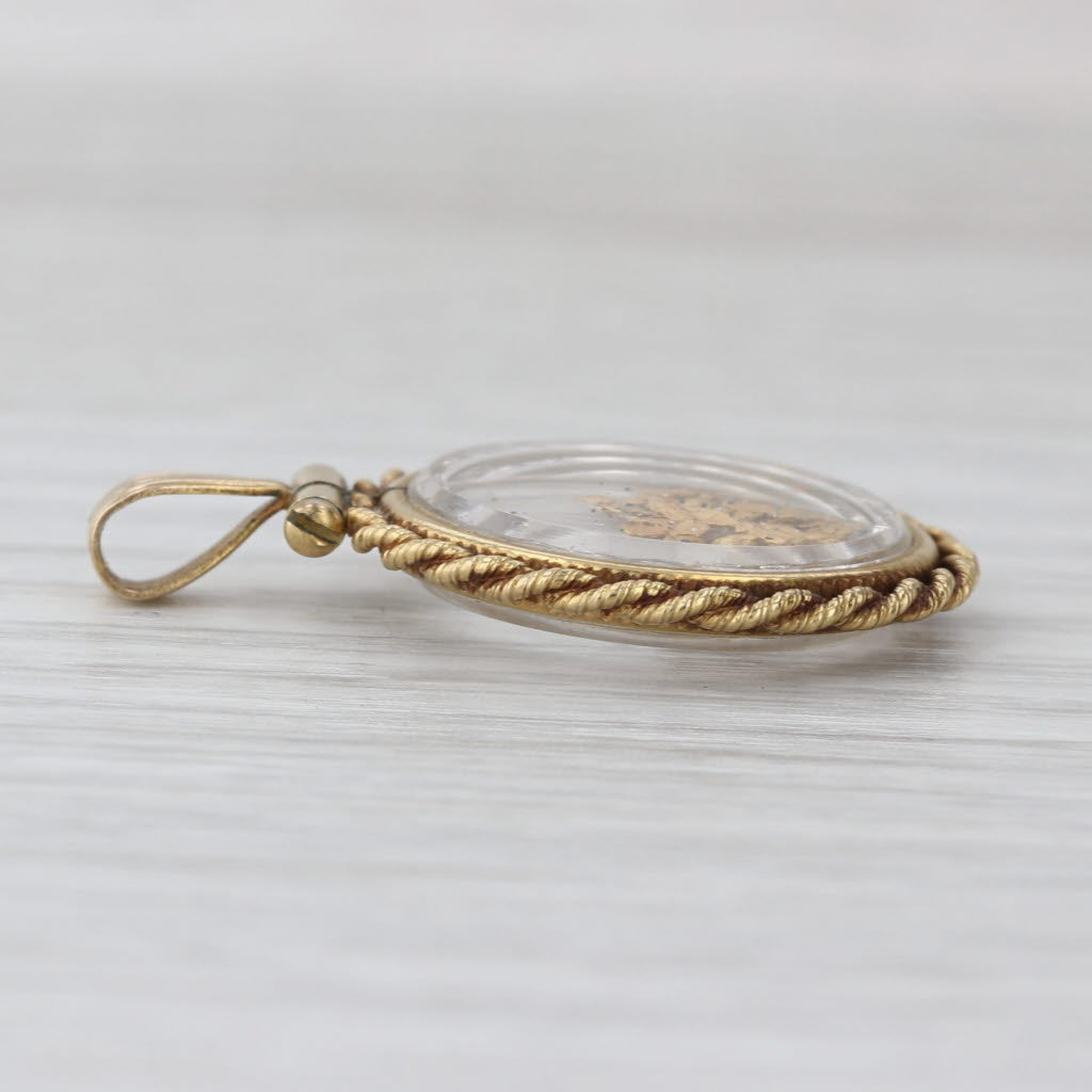 20k Gold Nugget in Glass Vintage Pendant 1/20 12k Gold Filled Bezel
