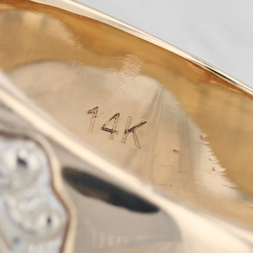 Tan 0.23ctw Diamond Shriners Signet Ring 14k Gold Masonic Scottish Rite Blue Lodge