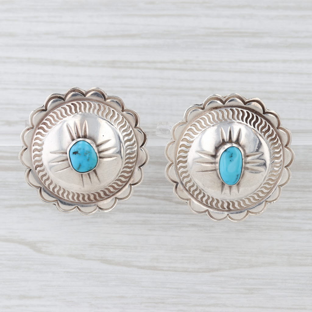 Native American Navajo Stud Earrings Sterling Silver Turquoise Macella James