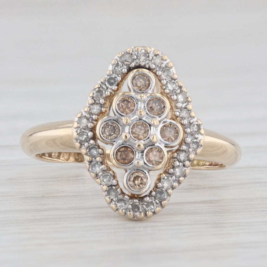 Light Gray 0.20ctw Brown White Diamond Ring 14k Yellow Gold Size 5.25