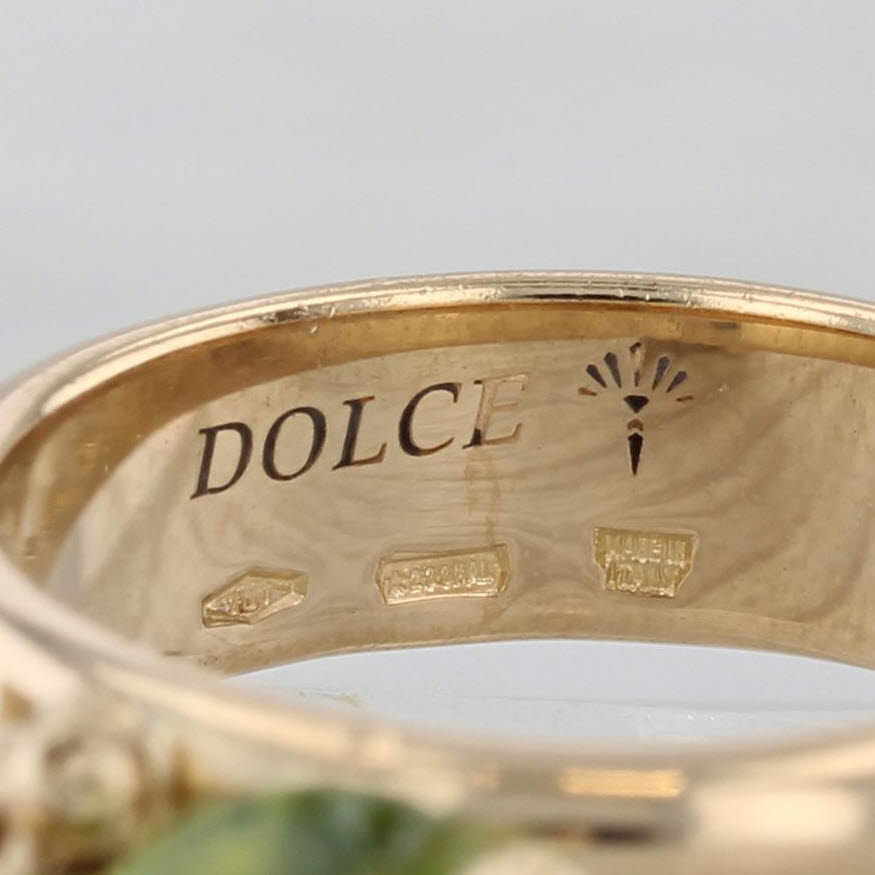 Gray Peridot Abstract Charm Ring 18k Yellow Gold Size 6 Cocktail Dolce