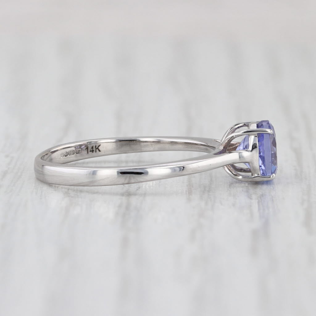 1.03ct Tanzanite Round Solitaire Ring 14k White Gold Size 7 COA Jacque Christie