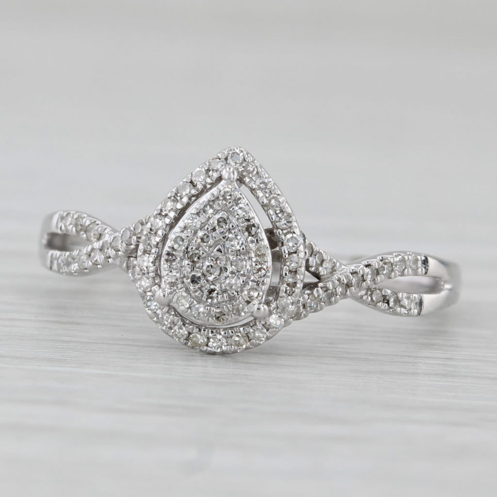 Gray 0.12ctw Diamond Cluster Halo Engagement Ring 10k White Gold Size 7.25