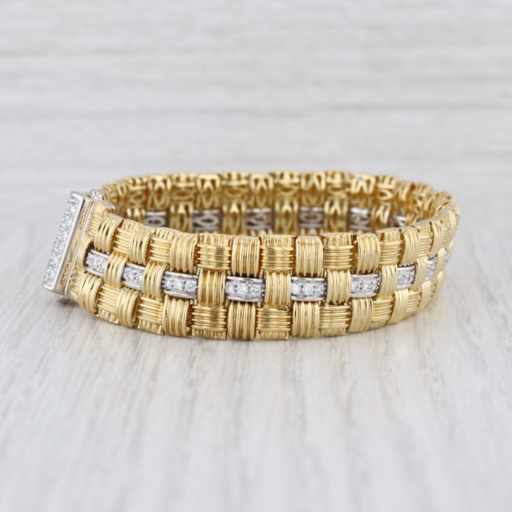 Roberto Coin 1.21ctw Diamond Basketweat Appassionata Bracelet 18k Gold
