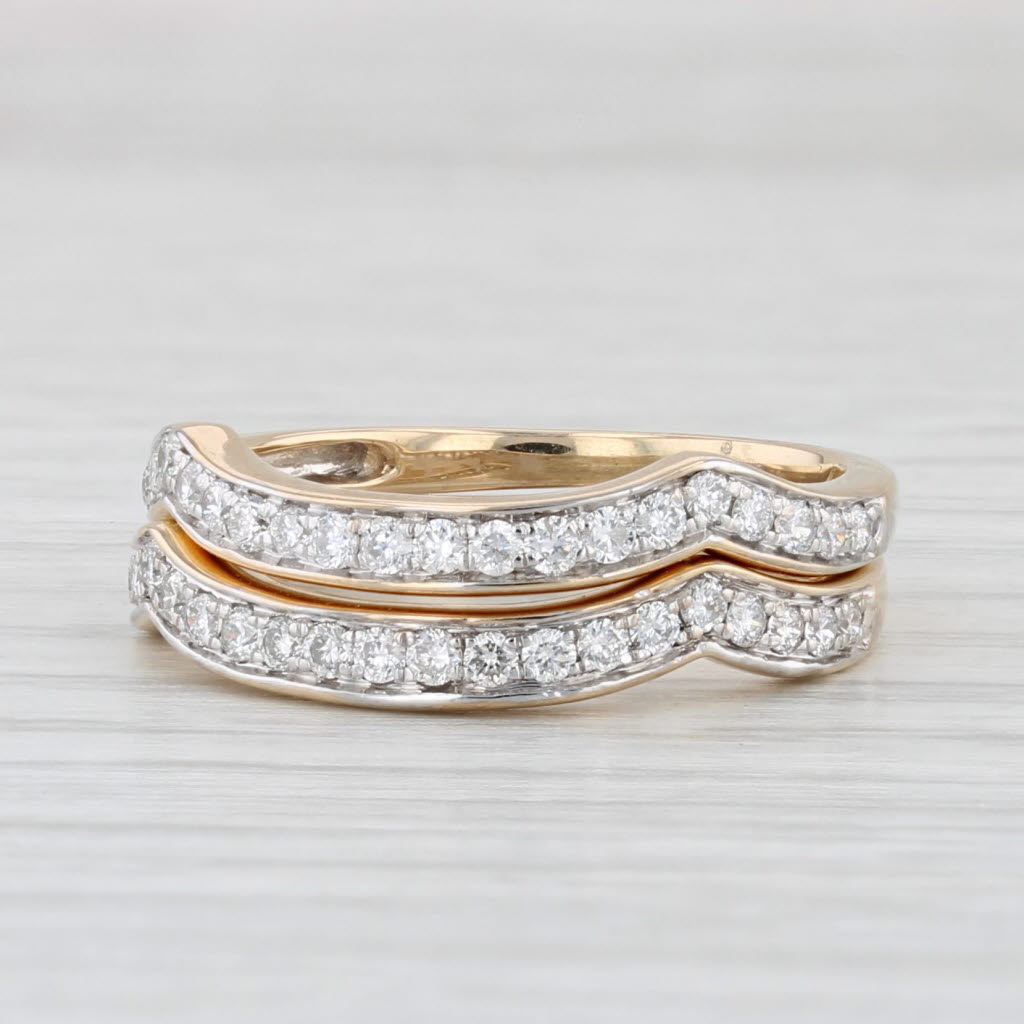 Light Gray 0.50ctw Diamond Wedding Band Enhancers Guards 14k Yellow Gold Size 6 Set of 2
