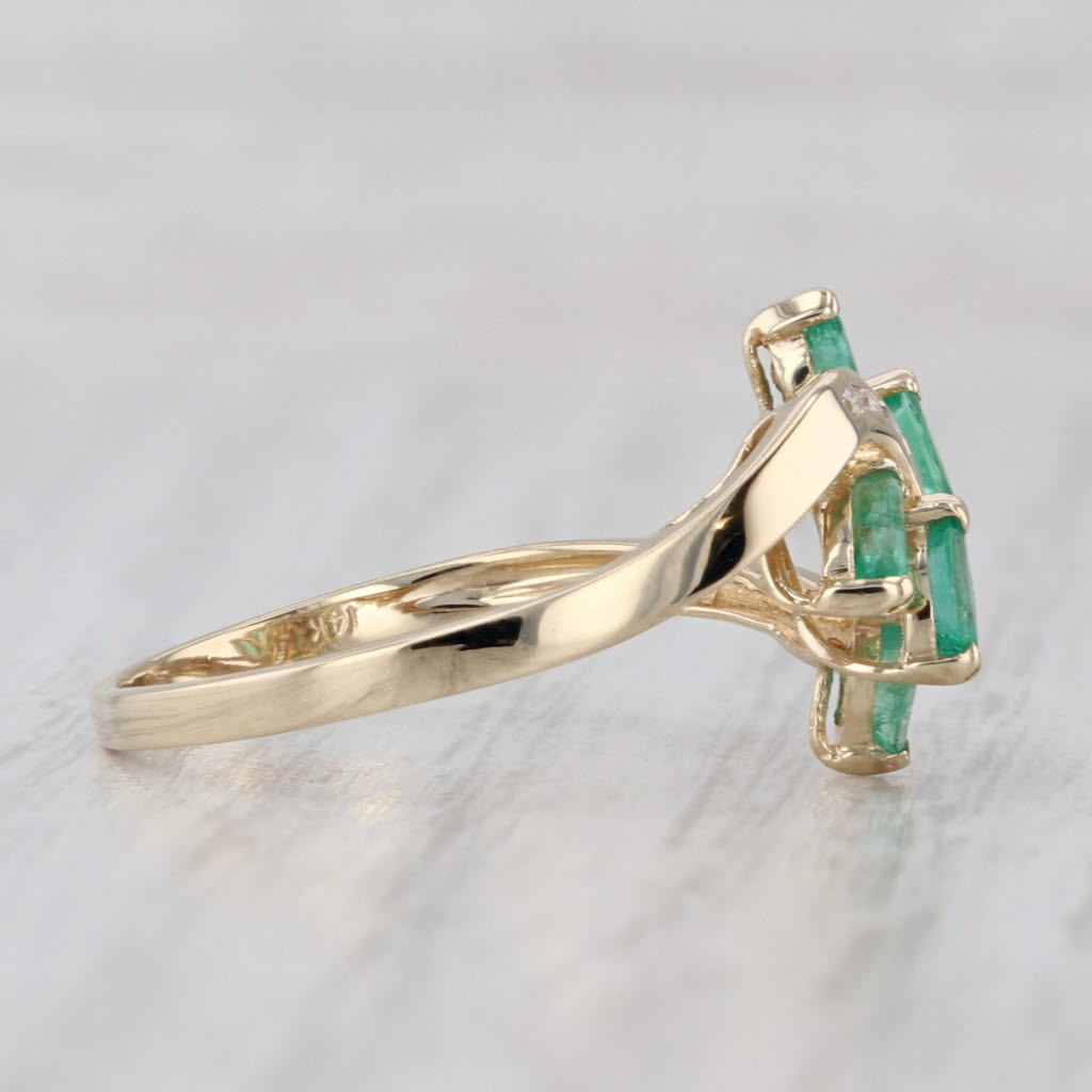 0.50ctw Emerald Diamond Bypass Ring 14k Yellow Gold Size 8.5