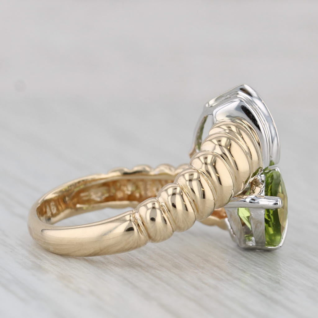 Gray 2.65ctw Peridot Diamond Bypass Ring 14k Yellow Gold Size 7