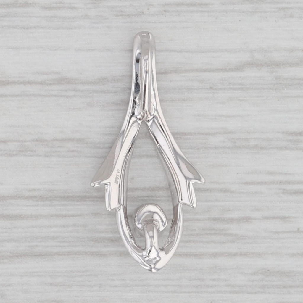 Gray Diamond Solitaire Drop Pendant 14k White Gold