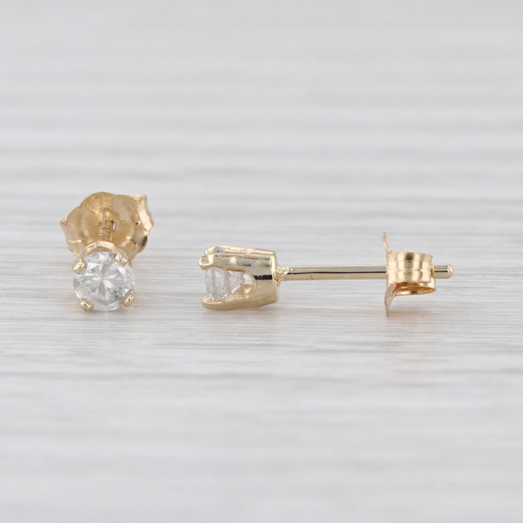 0.20ctw Diamond Solitaire Stud Earrings 14k Yellow Gold Round Studs