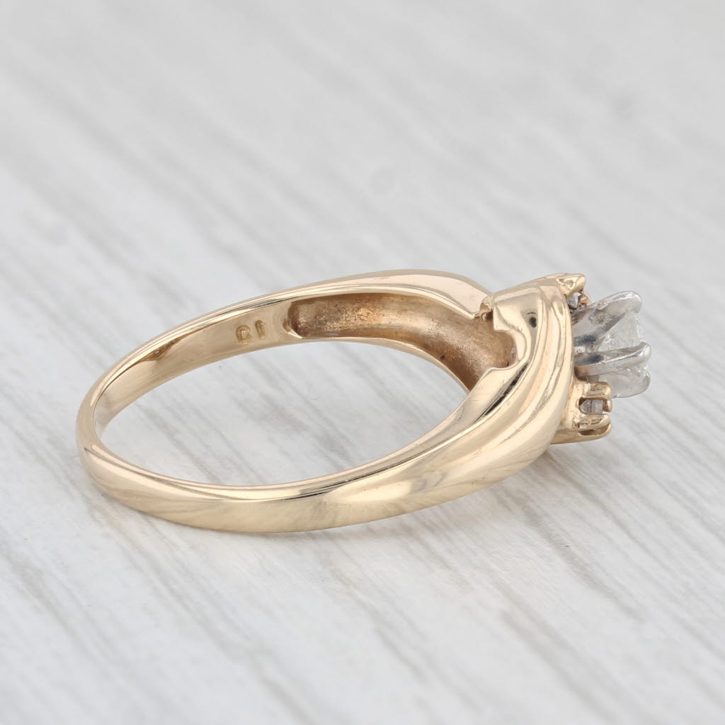 Light Gray 0.26ctw Round Diamond Bypass Engagement Ring 14k Yellow Gold Size 7