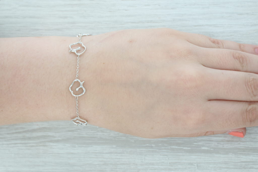 Tiffany & Co Apple Bracelet W/ Pouch Sterling Silver 7" Elsa Peretti