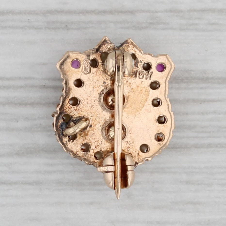 Gray Phi Kappa Psi Sweetheart Pin 10k Gold Pearl Ruby Shield Fraternity Badge