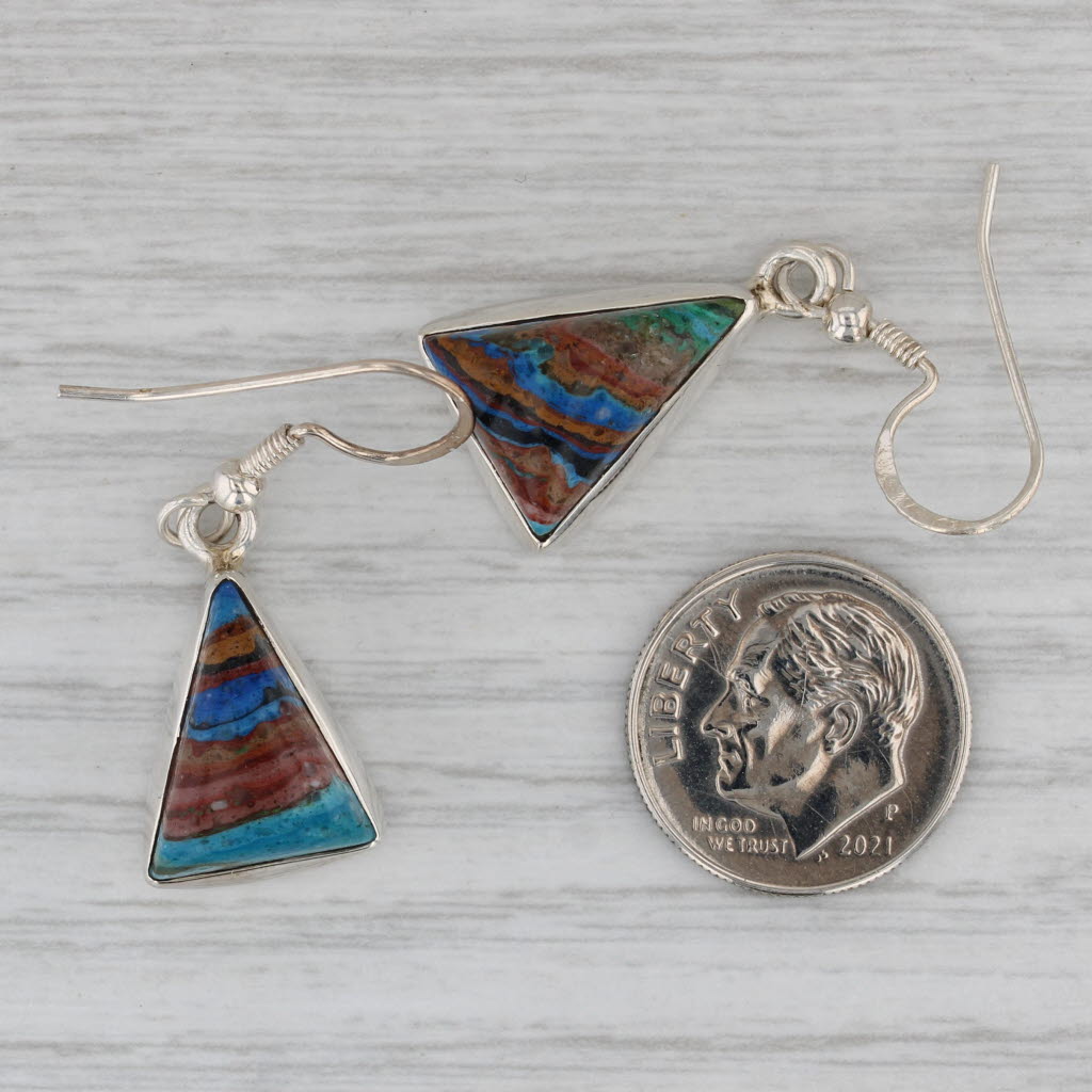 Gray Colorful Resin Sand Dangle Earrings Sterling Silver Hook Posts