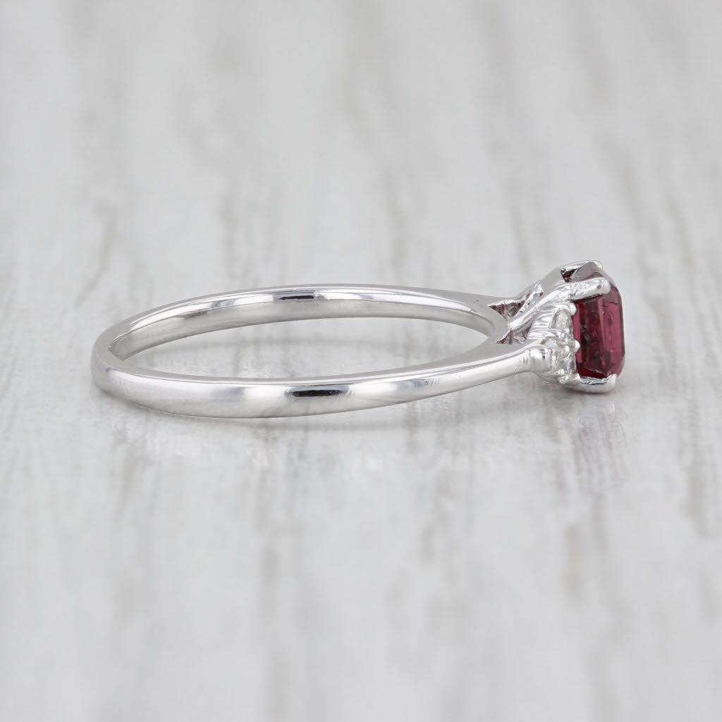 1.04ctw Rhodolite Garnet Diamond Ring 14k White Gold Size 5.75