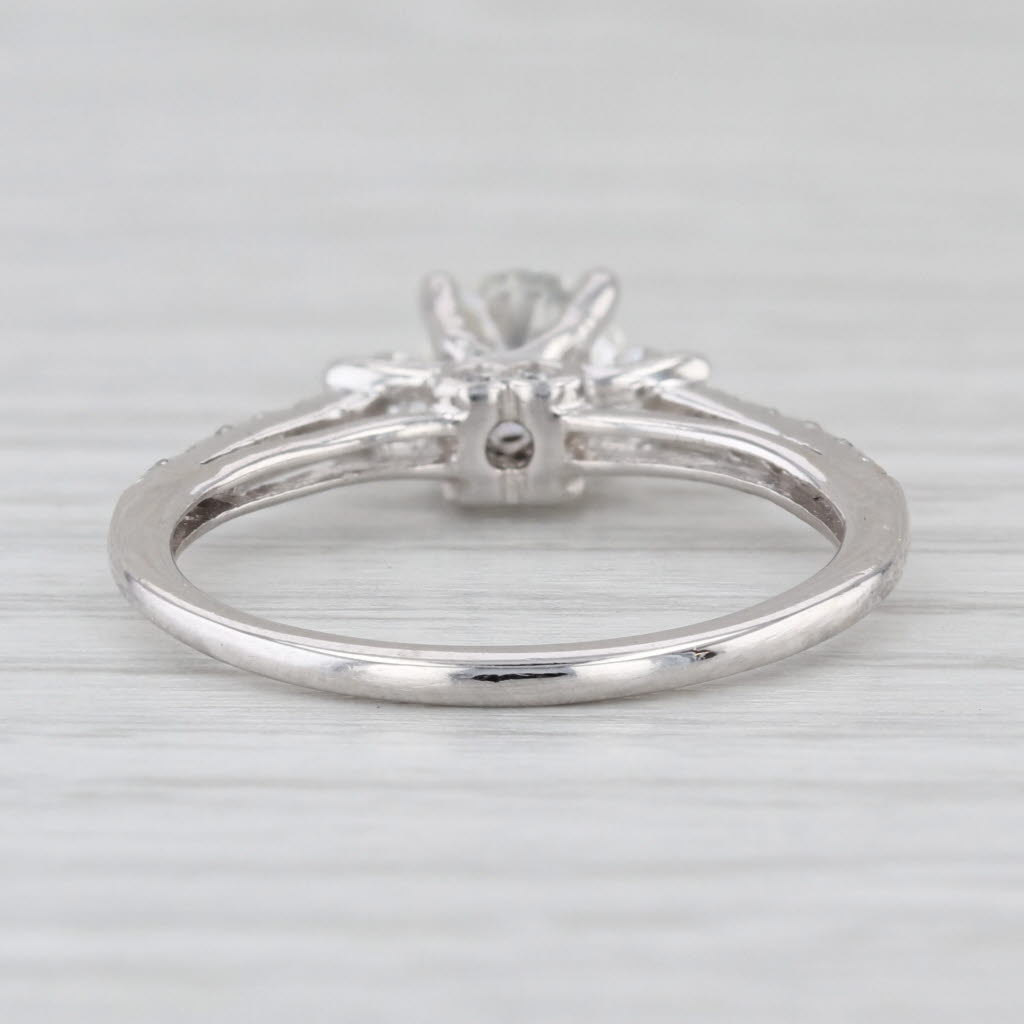 GIA 0.82ctw Round Diamond Engagement Ring 14k White Gold Size 7 Cathedral Band