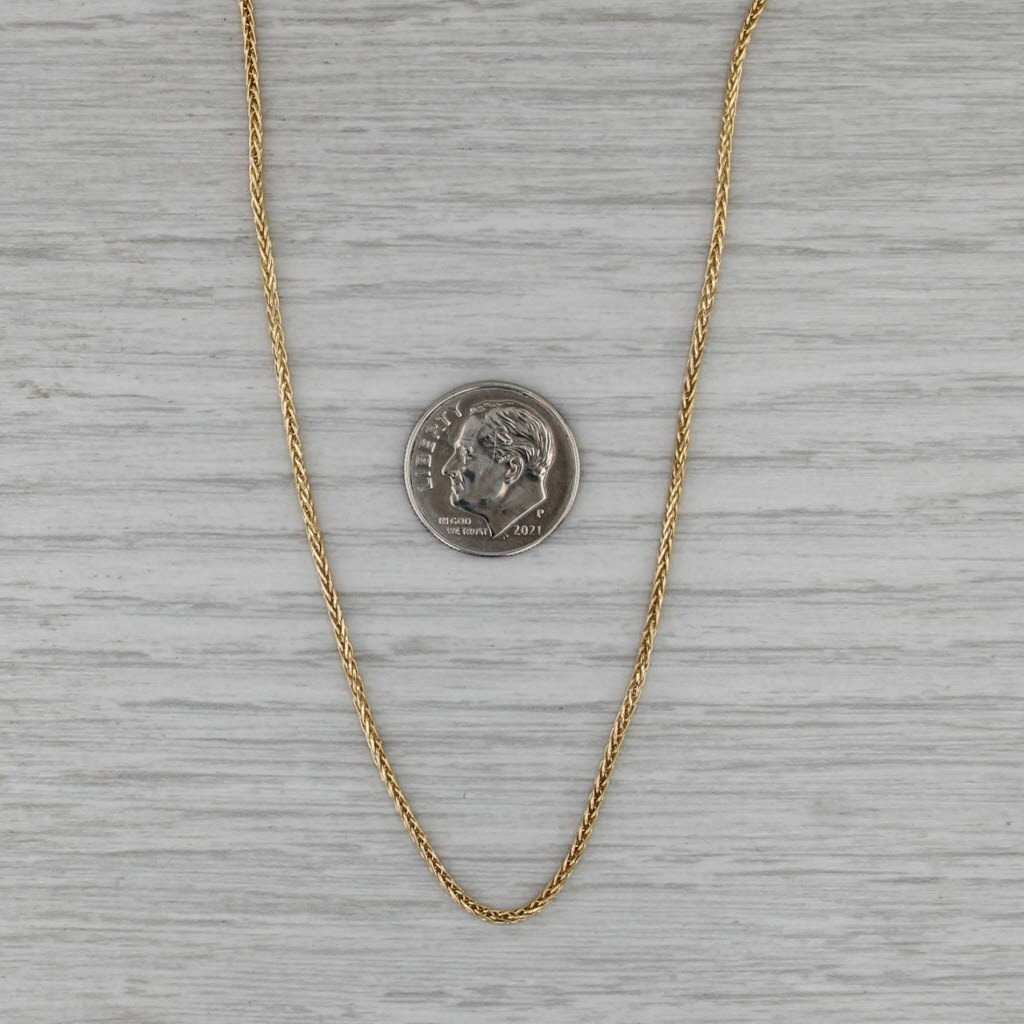 Wheat Chain Necklace 14k Yellow Gold Adjustable Slide 22" 1.3mm