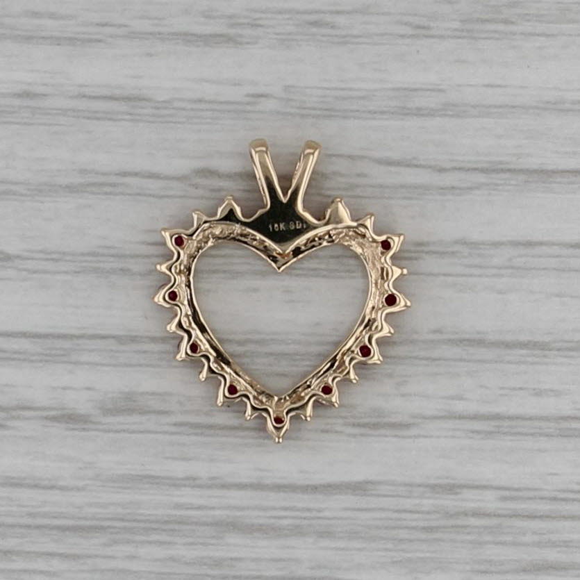0.43ctw Lab Created Ruby Diamond Open Heart Pendant 10k Yellow Gold