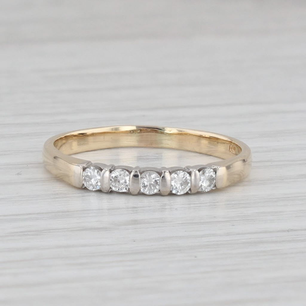 Light Gray 0.20ctw Diamond Wedding Band 14k Gold Size 8 Stackable Anniversary Ring