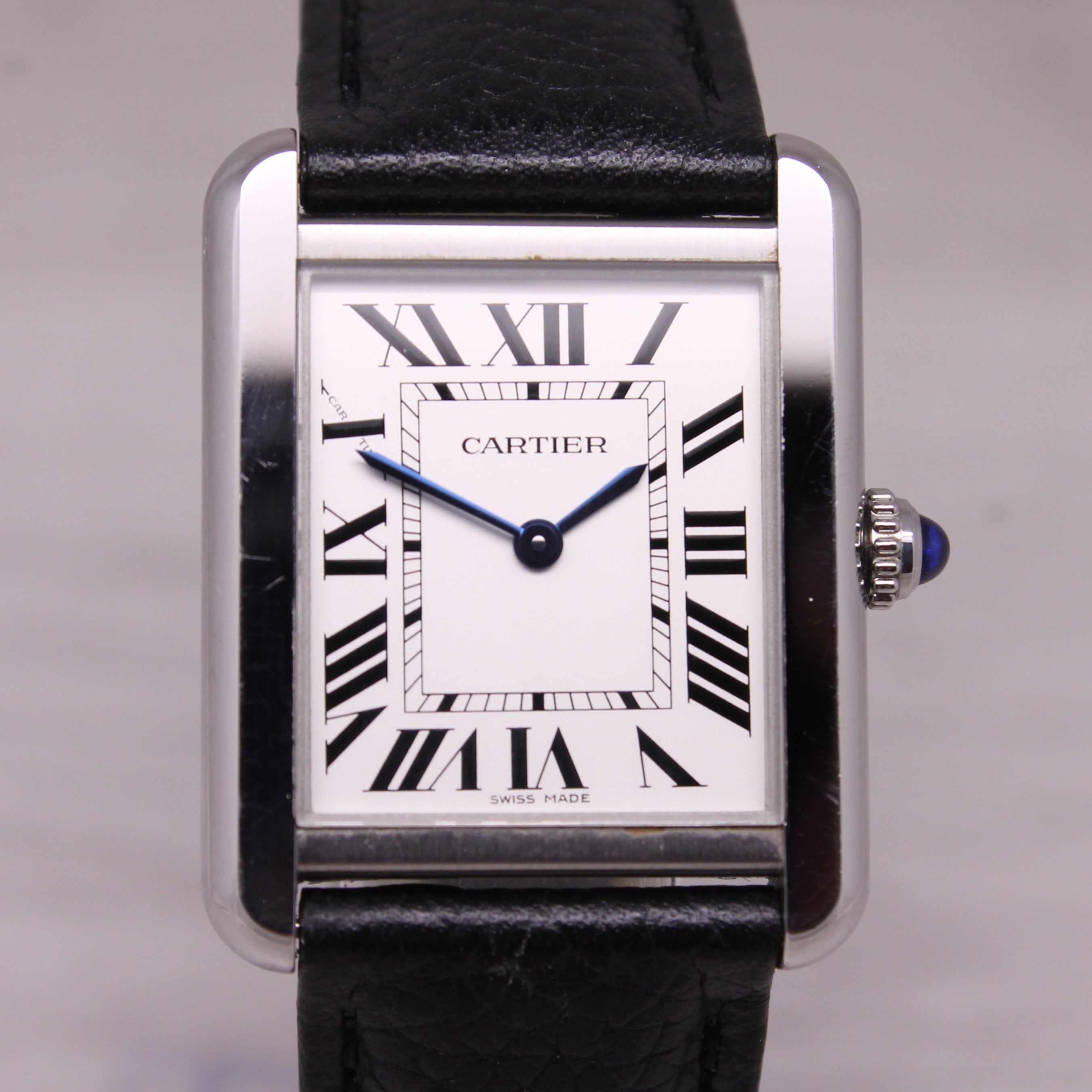 Cartier Solo Tank ref.3170 Stainless Steel 24mm Quartz Watch Strap Daployant Box