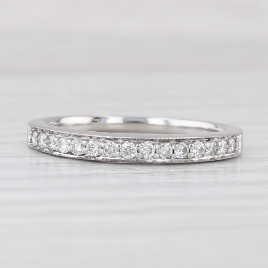 Light Gray 0.23ctw Diamond Wedding Band 14k White Gold Size 6.75 Stackable Ring